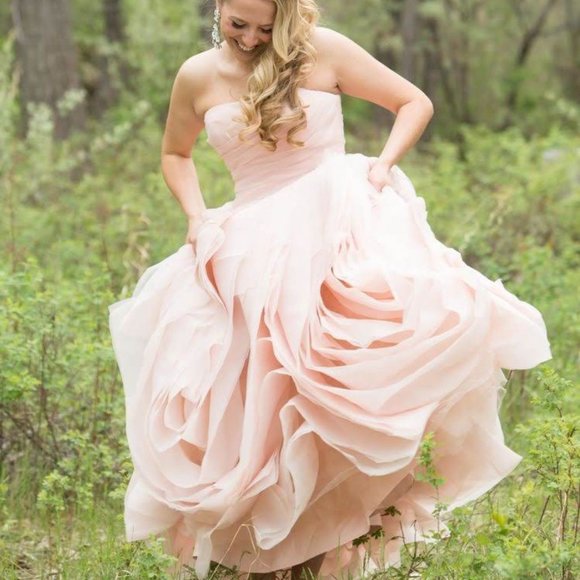 Vera Wang Blush Pink Wedding Gown Size 0 - Picture 5 of 16